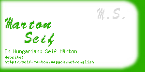 marton seif business card