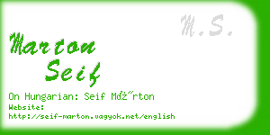 marton seif business card